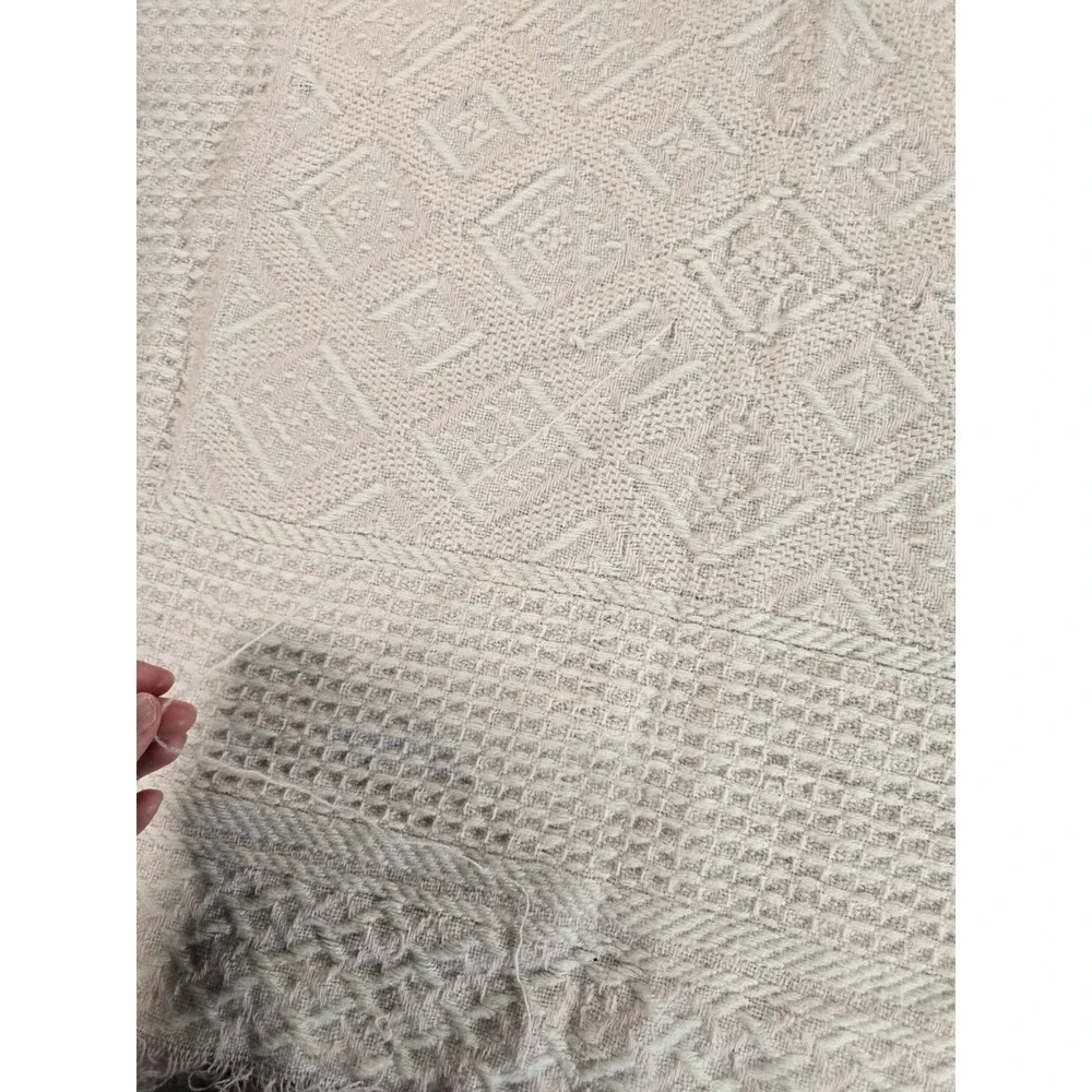 Vintage Woven Geometric Fringe Throw Baby Blanket Soft Pink Boho Textured 42x32